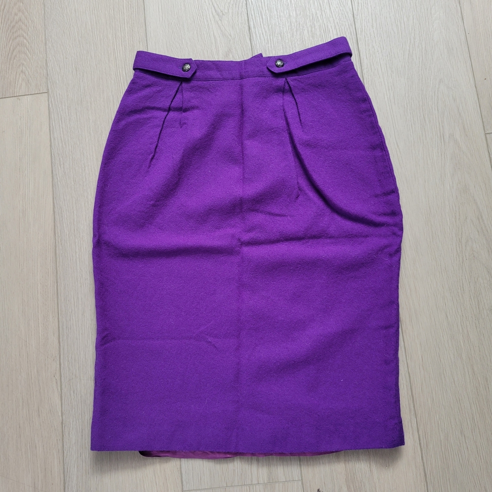 Vintage Braemar Petites By Jeremy Scott Vibrant Purple Wool Pencil Skirt